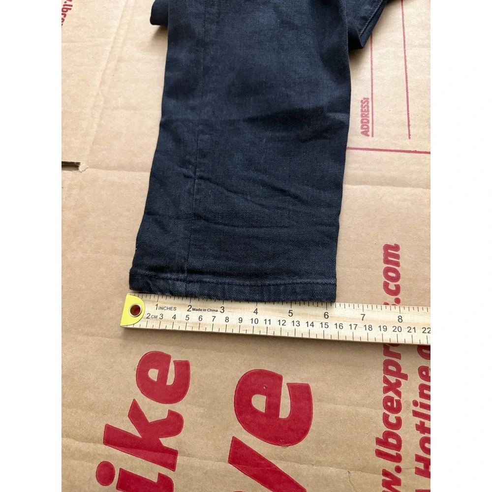 Off-White Slim Fit Black Denim Jeans Orange Checkered Patch Distressed Mens 30
